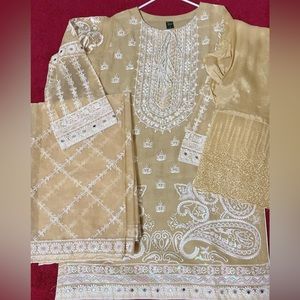 3 piece organza embroidered Pakistani/Indian dress
